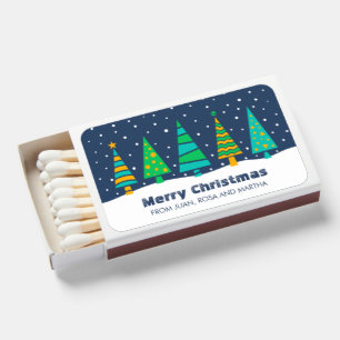 Snowy Fir Trees Christmas Matchboxes