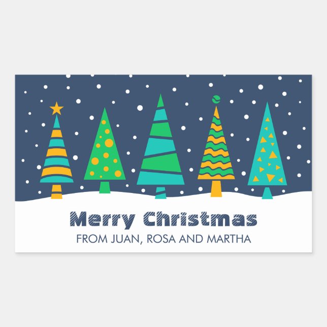 Snowy Fir Trees Large Christmas Stickers (Front)
