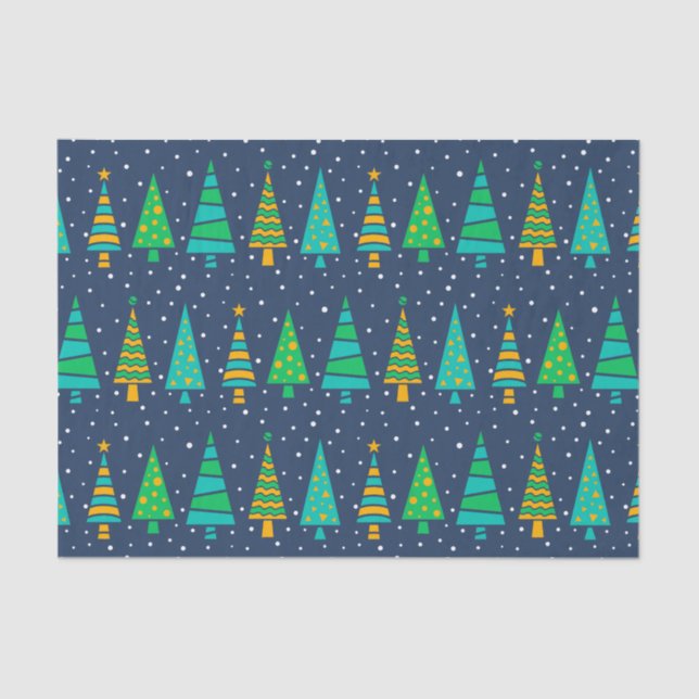 Snowy Fir Trees Tissue Paper (Front)