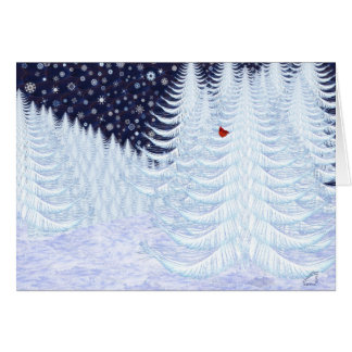 Snowy Firs with Red Bird Cards