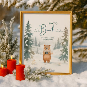 Snowy Forest Bear Christmas Birthday Guestbook Foam Board