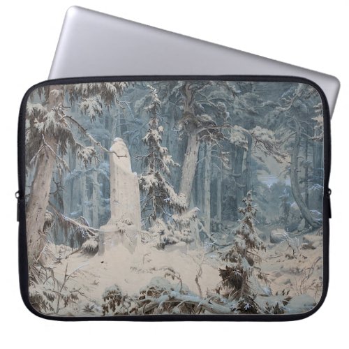 Snowy Forest by Andreas Achenbach Laptop Sleeve