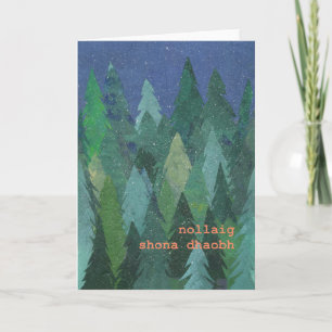 Snowy Forest Christmas Card: Irish Gaelic Holiday Card
