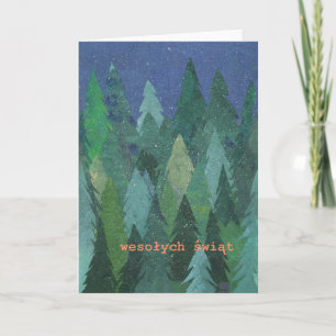 Snowy Forest Christmas Card: Polish Greeting Holiday Card
