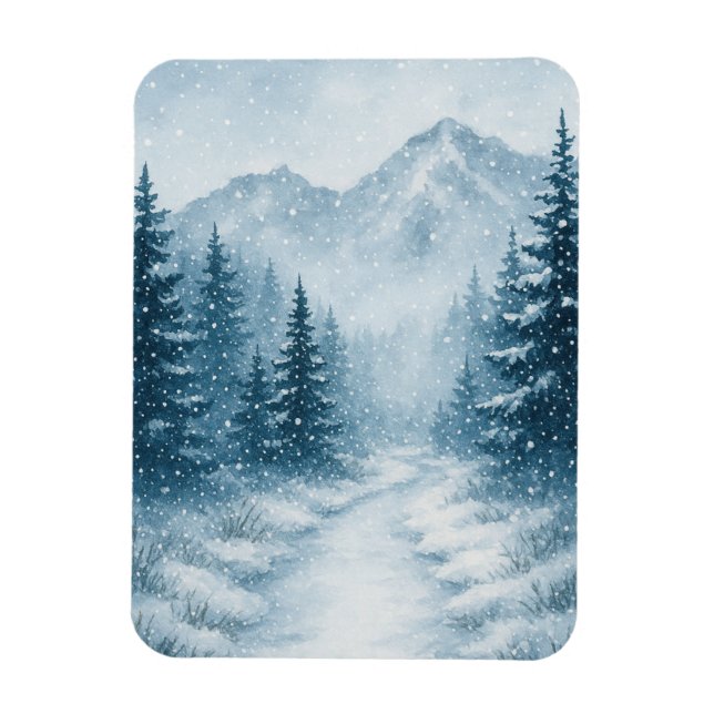Snowy Forest Christmas Magnetic  Magnet (Vertical)