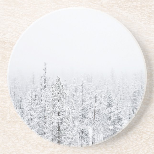 Snowy forest drink coaster (Front)