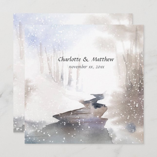 Snowy Forest - Fall-Winter Wedding Invitation (Front/Back)