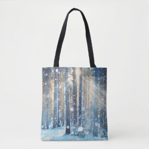 Snowy Forest Frosty Winter Scene Tote Bag