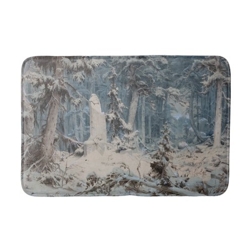 Snowy Forest in Winter by Andreas Achenbach Bath Mat