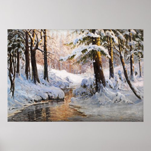Snowy Forest Landscape Walter Moras  Poster