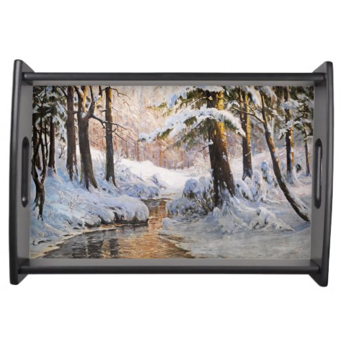 Snowy Forest Landscape Walter Moras  Serving Tray
