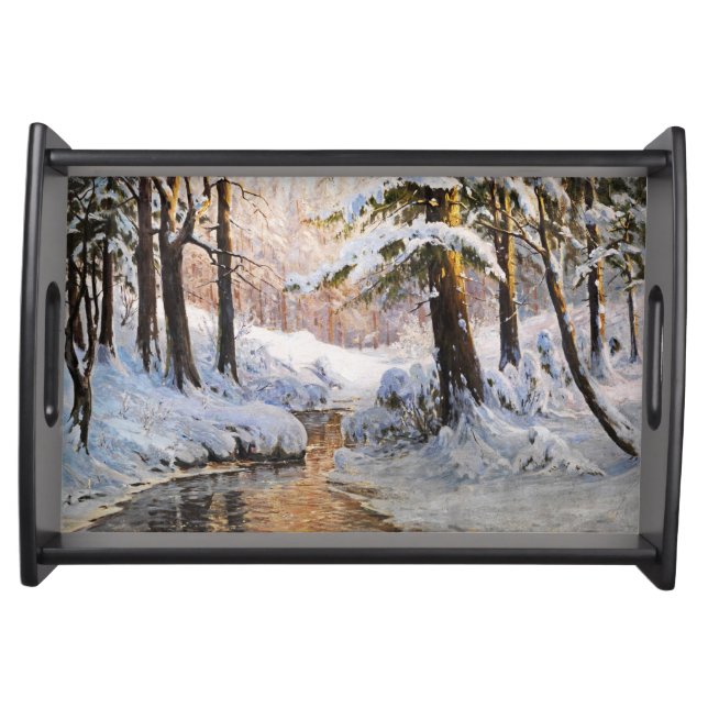 Snowy Forest Landscape, Walter Moras  Serving Tray (Front)