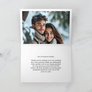 Snowy Forest Pine Mountain Winter Wedding Folded Letterpress Thank You Card