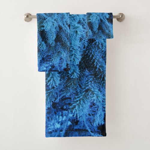 Snowy Forest Spruce Branches  Bath Towel Set