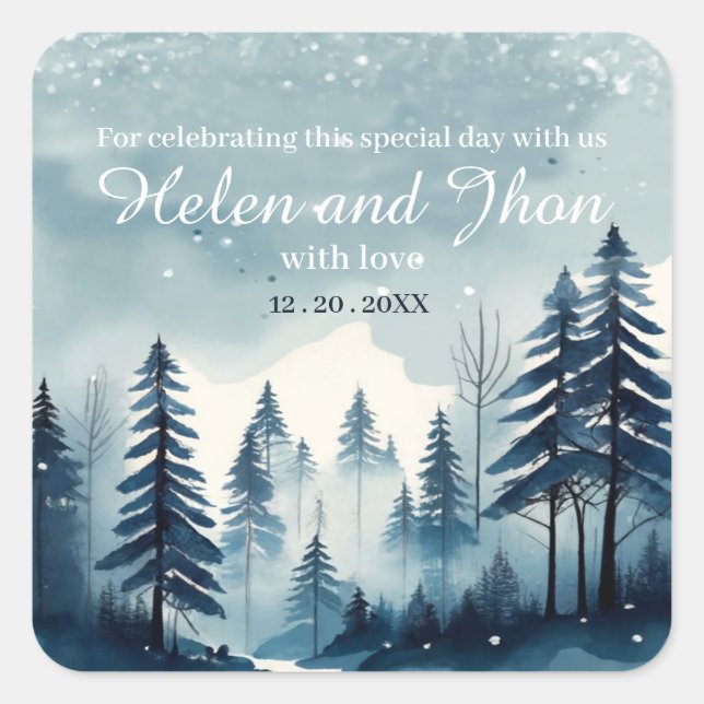 Snowy forest square sticker (Front)