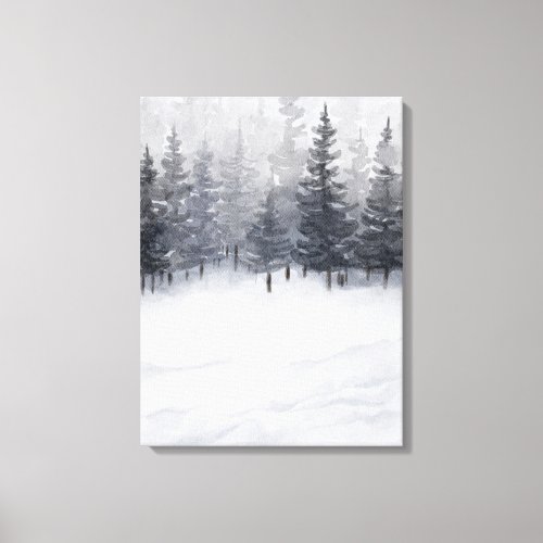 Snowy Forest Watercolour Canvas Print