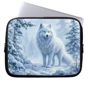 Snowy forest white wolf ice icicles decor laptop sleeve