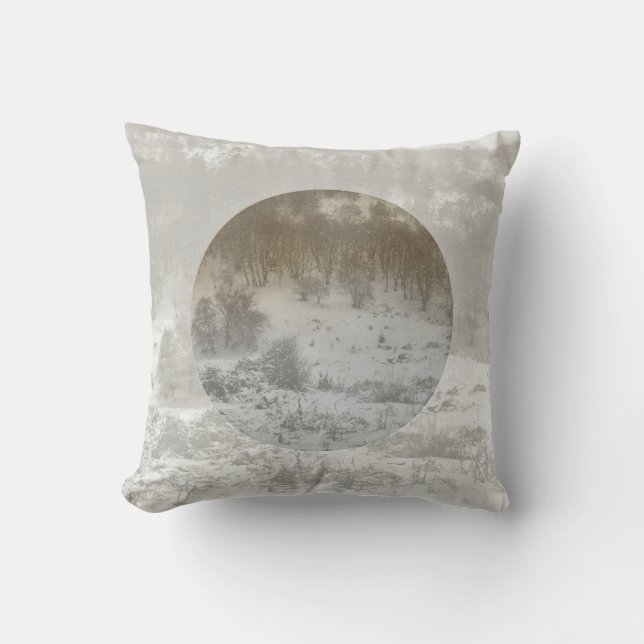 Snowy forest winter background geometric  throw pillow (Front)