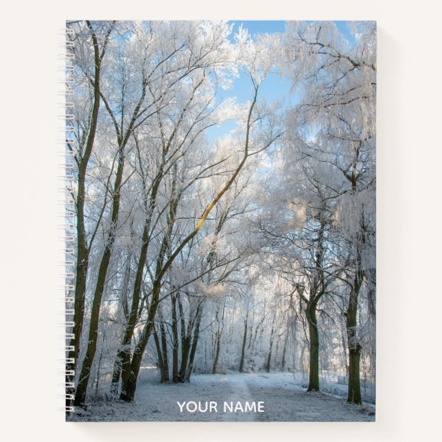 Snowy Forest Winter Path Walk Notebook (Front)
