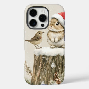 Snowy Forest Winter Woodland Christmas Bunny Bird iPhone 16 Pro Case