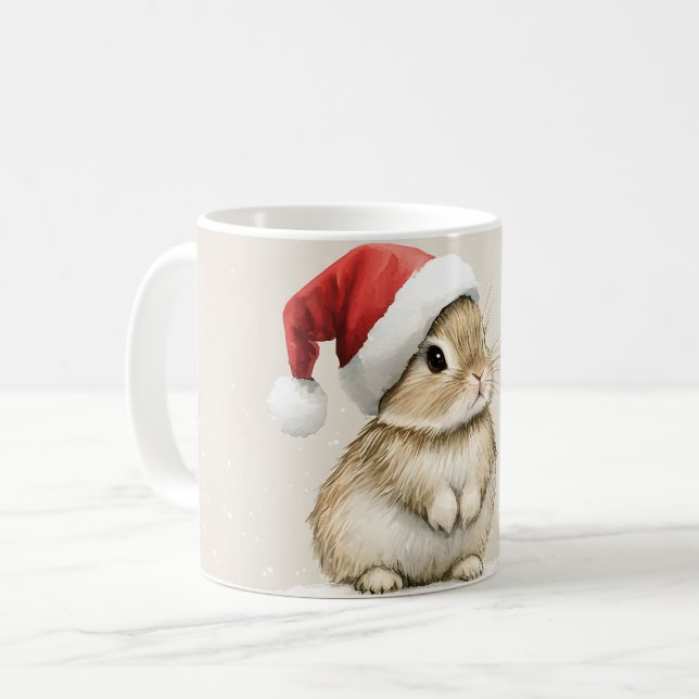 Snowy Forest Winter Woodland Christmas Bunny Bird  Coffee Mug (Front Left)