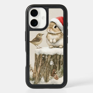 Snowy Forest Winter Woodland Christmas Bunny Bird iPhone 16 Case