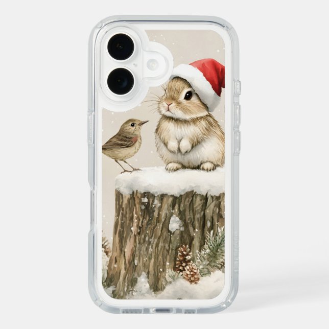 Snowy Forest Winter Woodland Christmas Bunny Bird  Speck iPhone Case (Front)