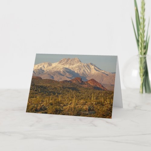 Snowy Four Peaks Mountain Saguaro Cactus Arizona Card