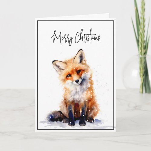 Snowy Fox Christmas Card Watercolor