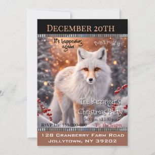 Snowy Fox on the Run Annual Christmas Party Invitation