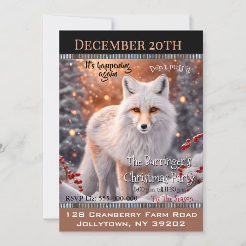 Snowy Fox on the Run Annual Christmas Party Invitation