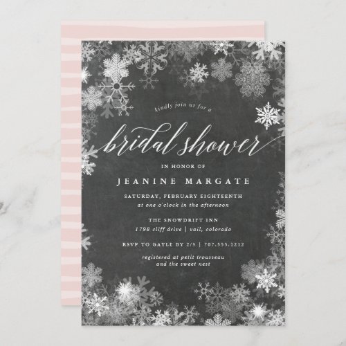 Snowy Frame  Rustic Winter Bridal Shower Invitation