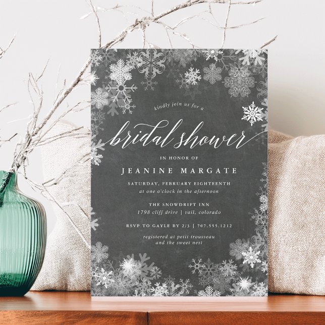 Snowy Frame | Rustic Winter Bridal Shower Invitation (Creator Uploaded)