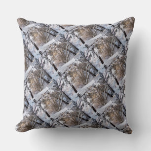 Snowy Front Porch Throw Pillow