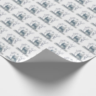 Snowy Glitter Deer Winter Solstice Gift Wrapping Paper