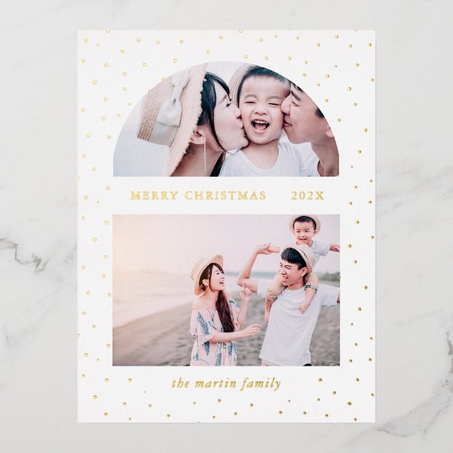Snowy Globe Christmas Photo Foil Holiday Postcard (Front)
