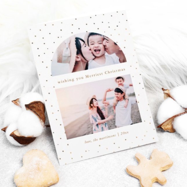 Snowy Globe Faux Gold Christmas Photo Card (Creator Uploaded)