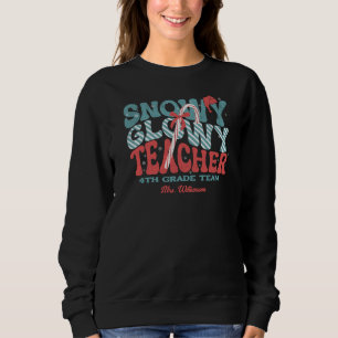 Snowy Glowy Teacher Christmas Retro Sweatshirt