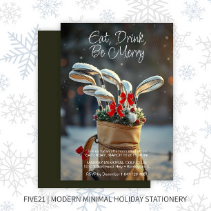 Snowy Golf Winter Season Wishes Holiday Party Invitation