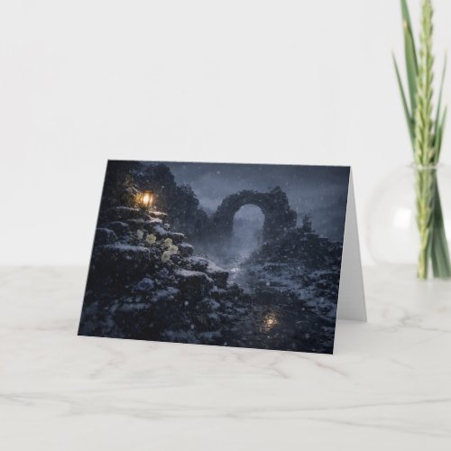 Snowy Gothic Ruin Archway Christmas Card