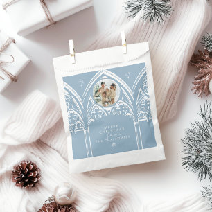Snowy Gothic Winter Fairytale Christmas Blue Photo Favor Bag