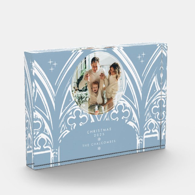 Snowy Gothic Winter Fairytale Christmas Photo Blue Block (Left)