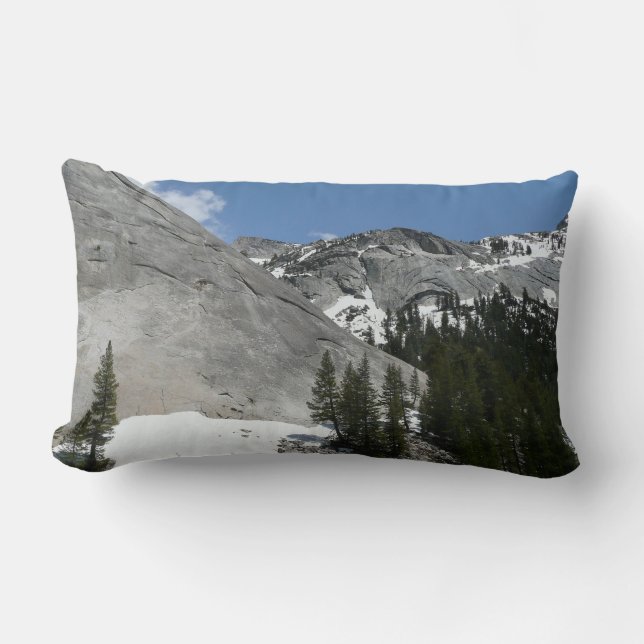 Snowy Granite Domes I at Yosemite National Park Lumbar Pillow (Front)