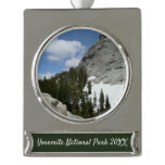 Snowy Granite Domes II Yosemite National Park Silver Plated Banner Ornament