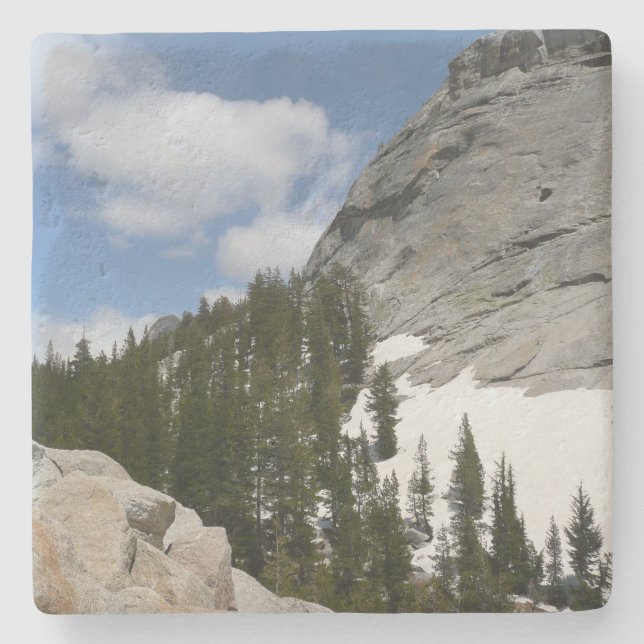 Snowy Granite Domes II Yosemite National Park Stone Coaster (Front)
