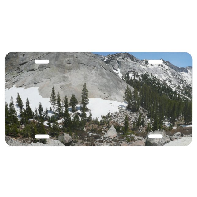 Snowy Granite Domes Panorama at Yosemite License Plate (Front)