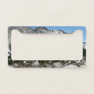 Snowy Granite Domes Panorama at Yosemite License Plate Frame