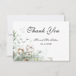 Snowy Greenery Thank You card