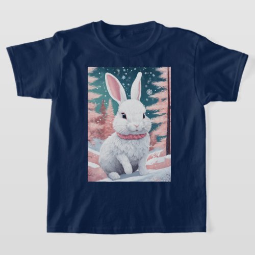 Snowy Hare Haven Cute Rabbit T_Shirt