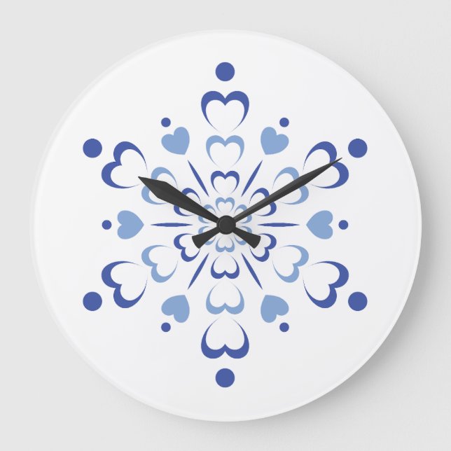 Snowy Heartburst Large Clock (Front)